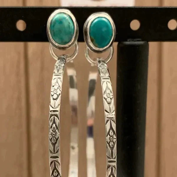 Vintage Gemstone Hoop Earrings