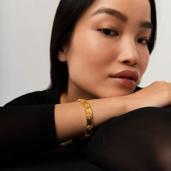 Gold Floral Embossed Bangle