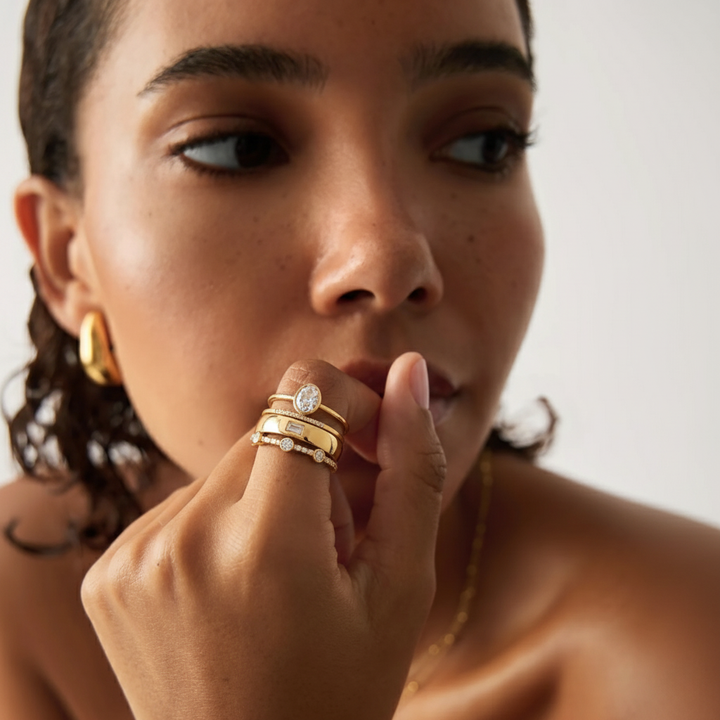 Classic Gold Zirconia Ring Duo