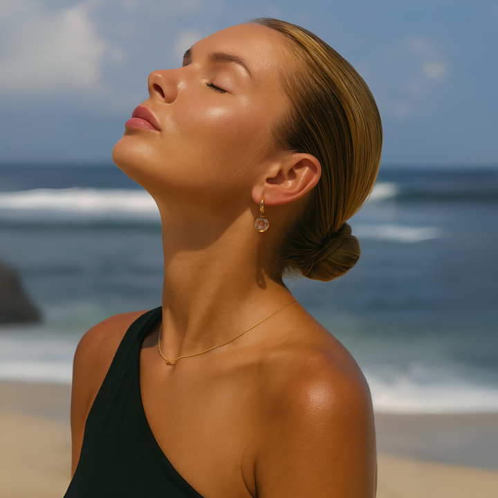 Elegant Vintage-Style Earrings with Round Crystals and Gold Finish