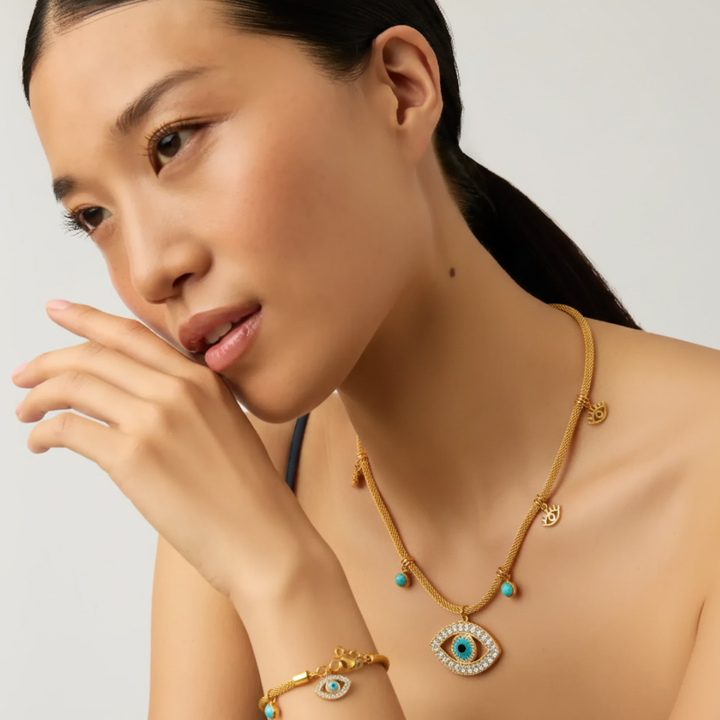 Golden Charm Mesh Jewelry Set