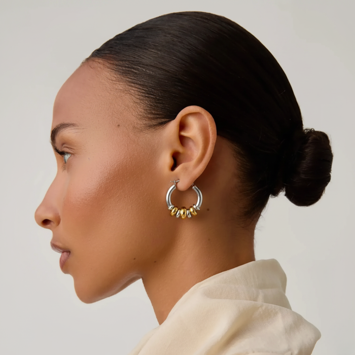 Dual-Tone Motion Hoop Earrings