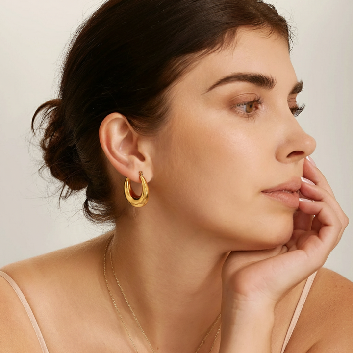 Chunky C-Shaped Hoop Earrings