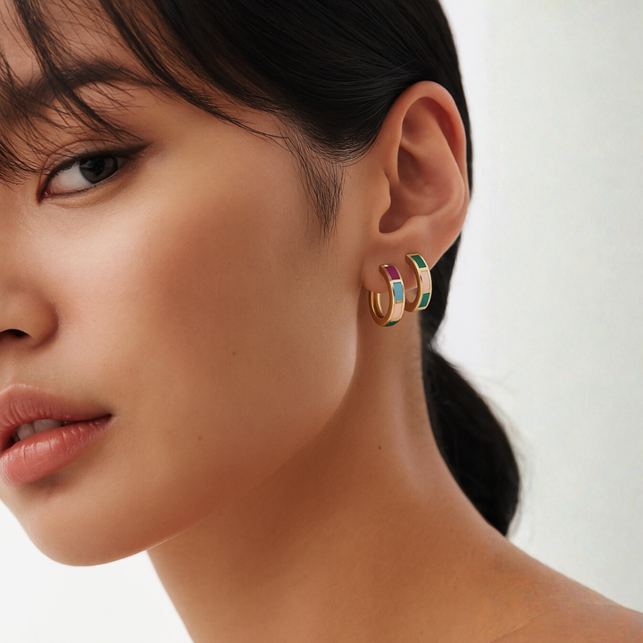 Minimalist Gold Enamel Earrings