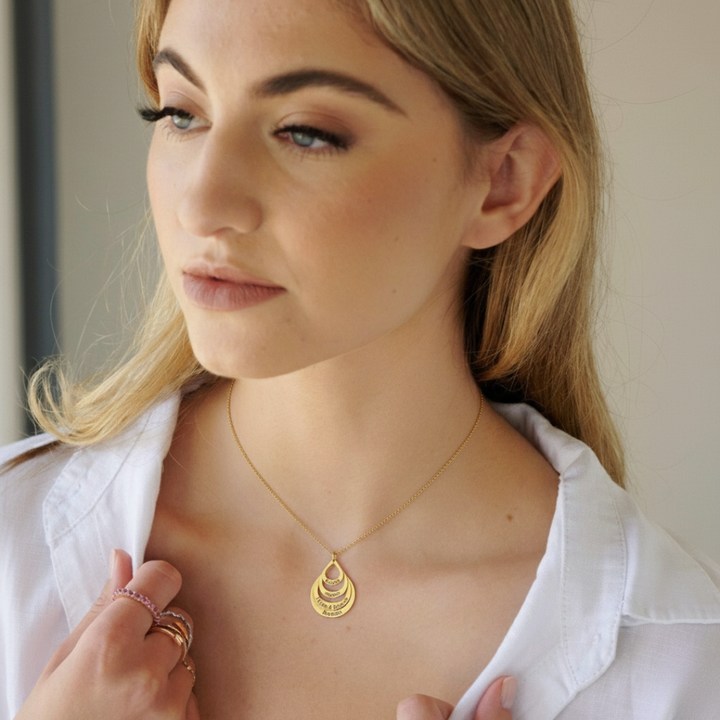 Personalized Engraved Drop Pendant Necklace (Up to 4 Names)