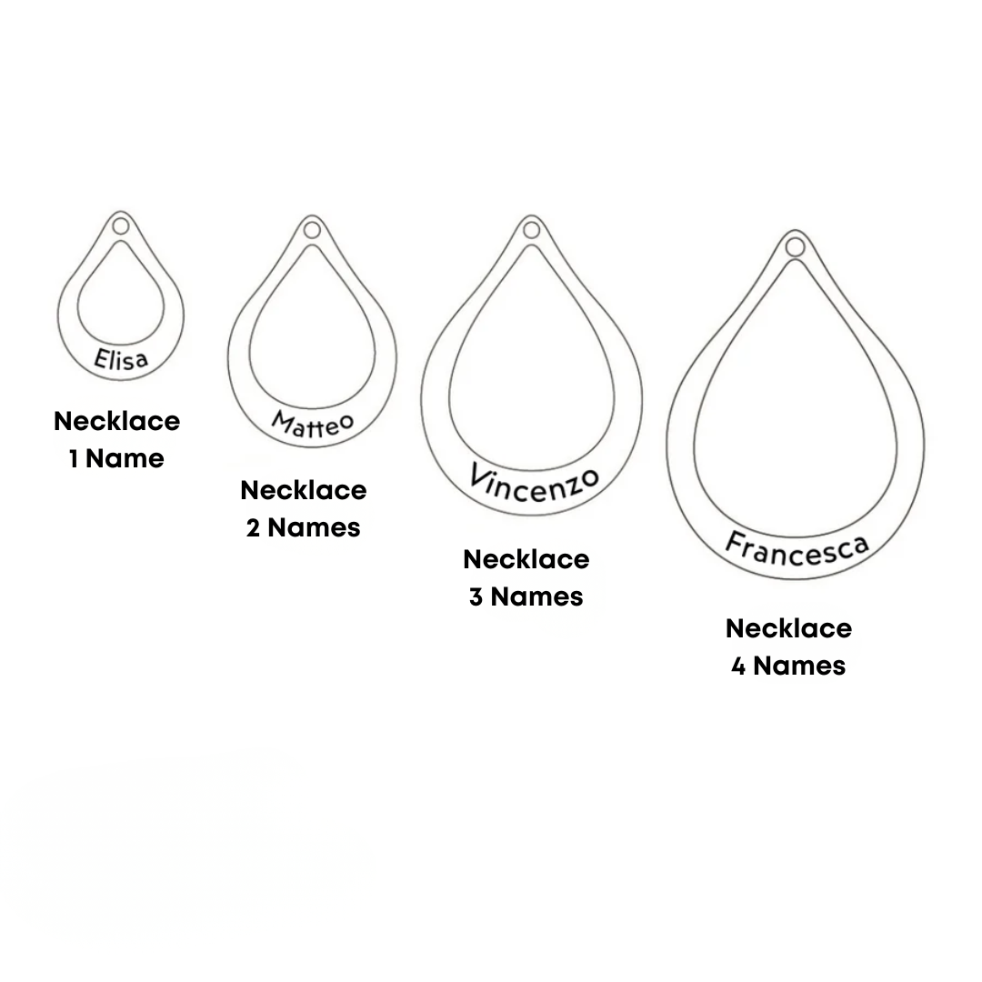 Personalized Engraved Drop Pendant Necklace (Up to 4 Names)