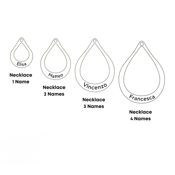 Personalized Engraved Drop Pendant Necklace (Up to 4 Names)
