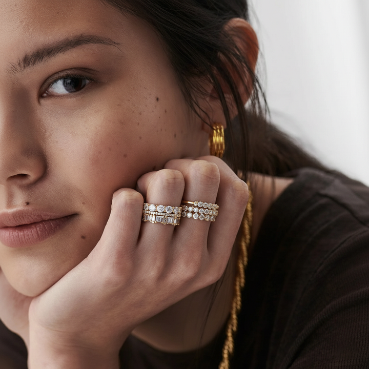 Minimalist Gold Zirconia Stacking Rings