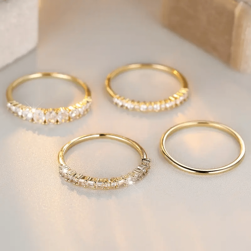 Minimalist Gold Zirconia Stacking Rings