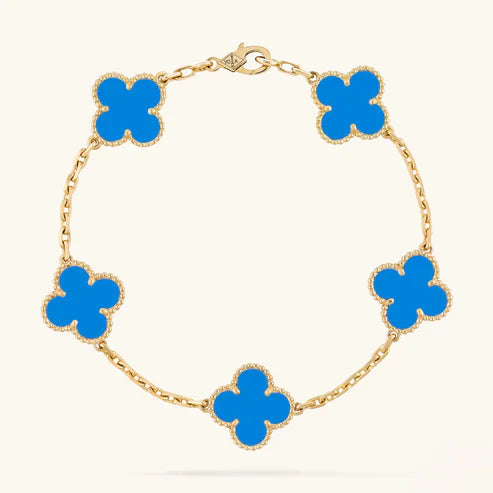 Clover Bracelet Blue – Elegant Four-Leaf Charm Bracelet for Luck & Everyday Style