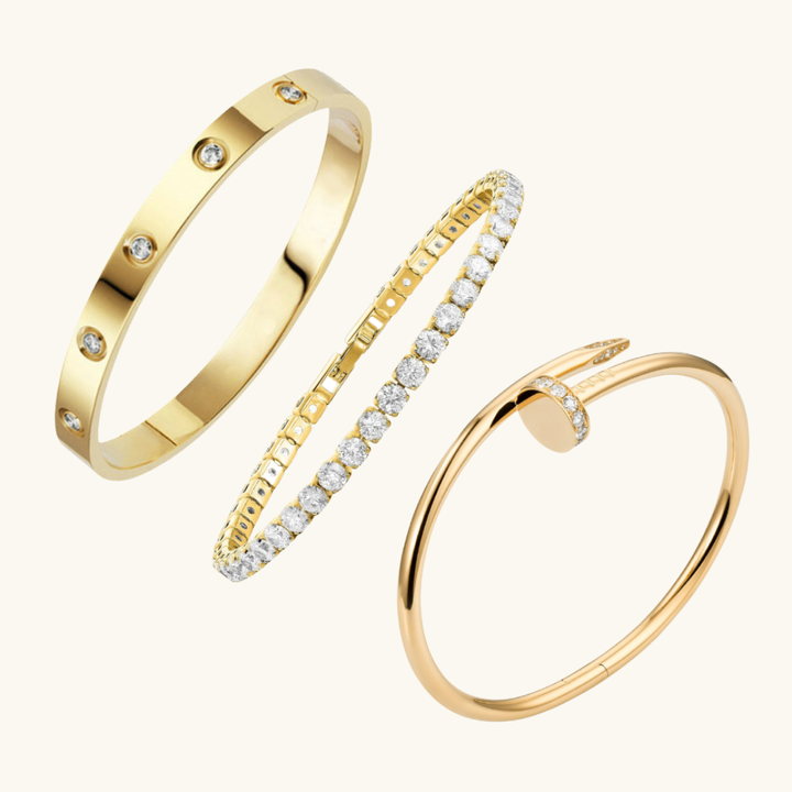 Luxury Gold Sparkling Bangles Bracelet Set