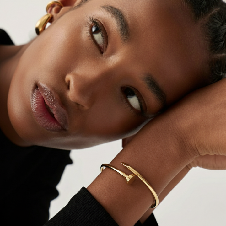 Gold Modern Minimalist Nail Bangle Bracelet