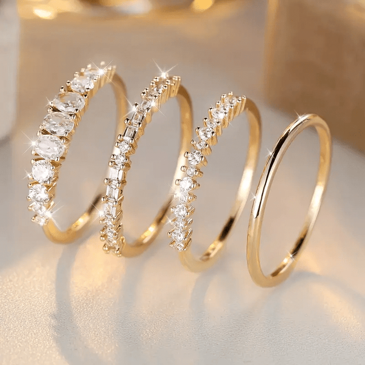 Minimalist Gold Zirconia Stacking Rings