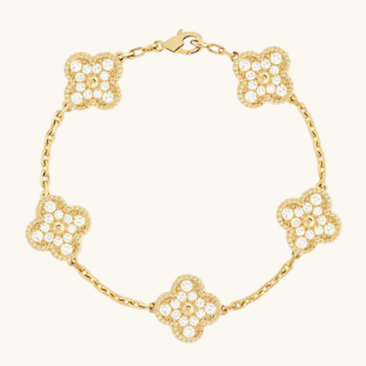 Clover Bracelet Diamond – Luxurious Four-Leaf Charm Bracelet with Sparkling Stones