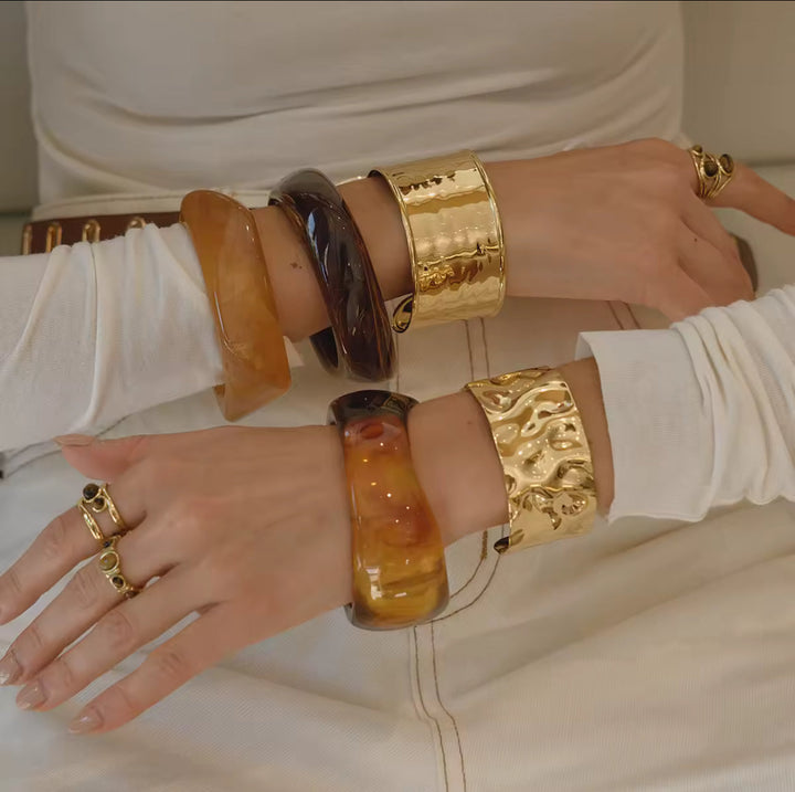 Gold Bangle Sculptural Statement Bracelet