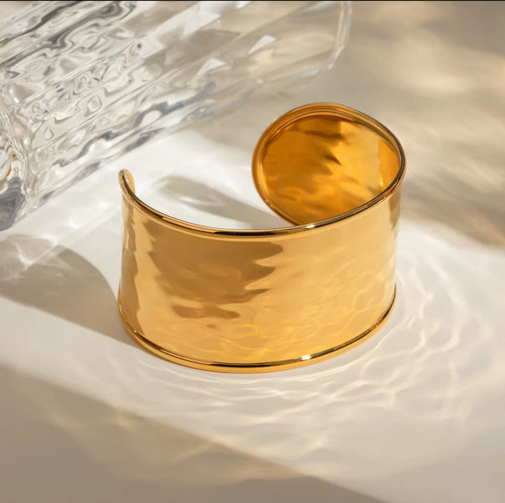 Gold Bangle Sculptural Statement Bracelet
