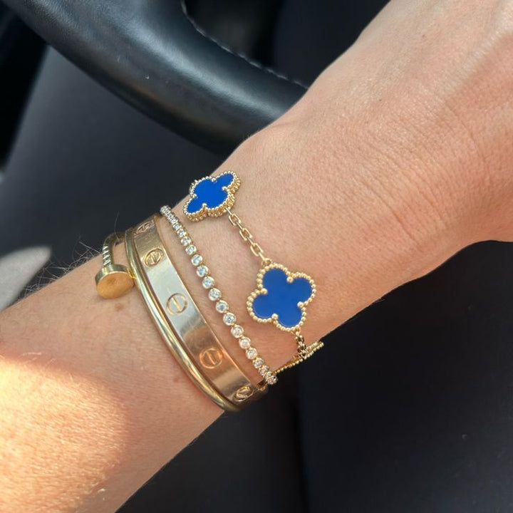 Clover Bracelet Blue – Elegant Four-Leaf Charm Bracelet for Luck & Everyday Style
