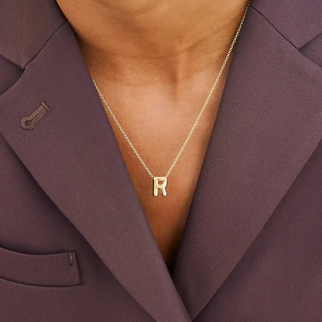 Custom Bubble Letter Name Necklace | 18K Gold Plated | Up to 6 Letters