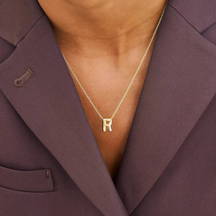 Custom Bubble Letter Name Necklace | 18K Gold Plated | Up to 6 Letters