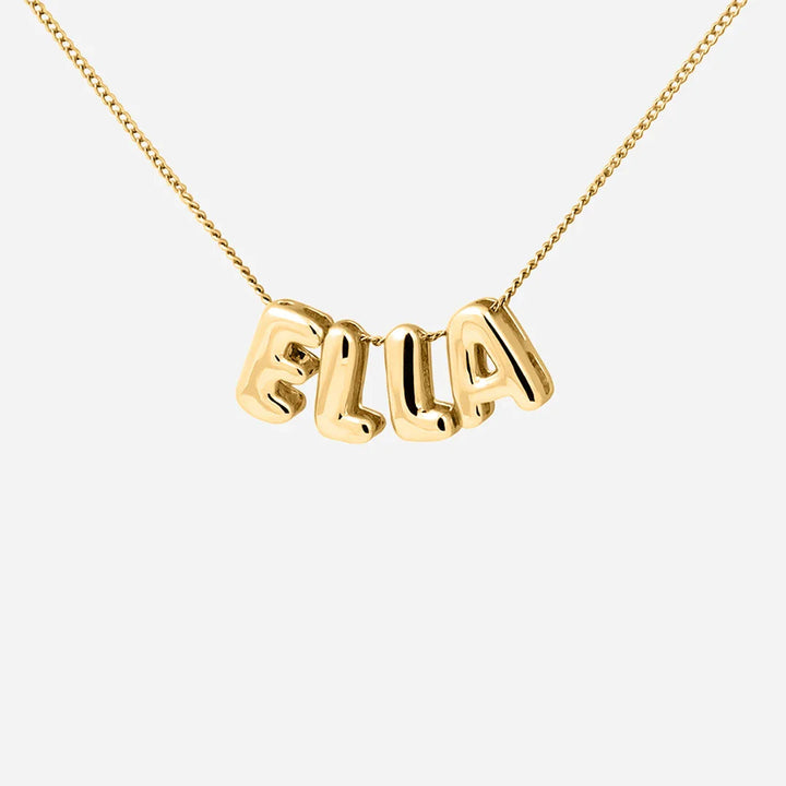 Custom Bubble Letter Name Necklace | 18K Gold Plated | Up to 6 Letters