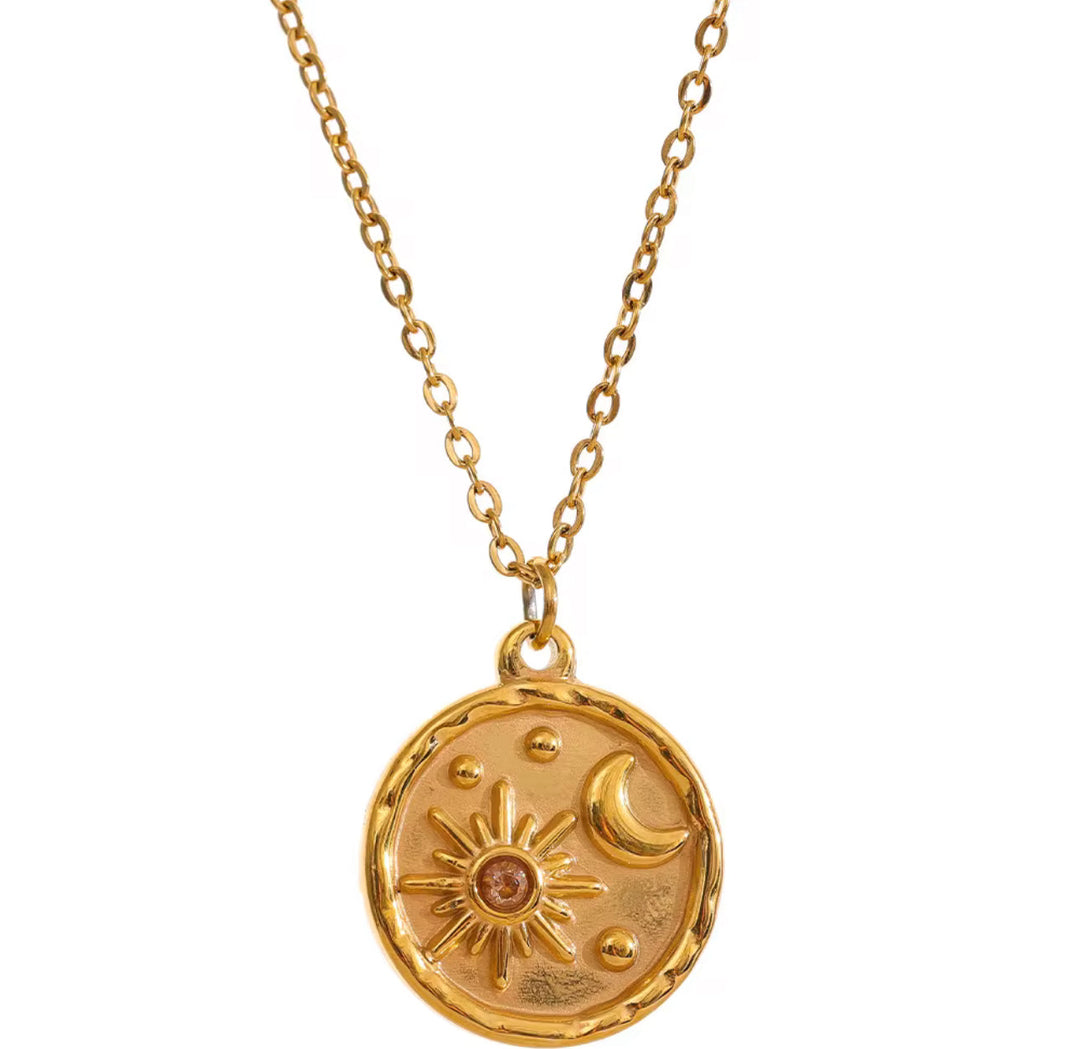 Star and Moon Pendant Dainty Necklace