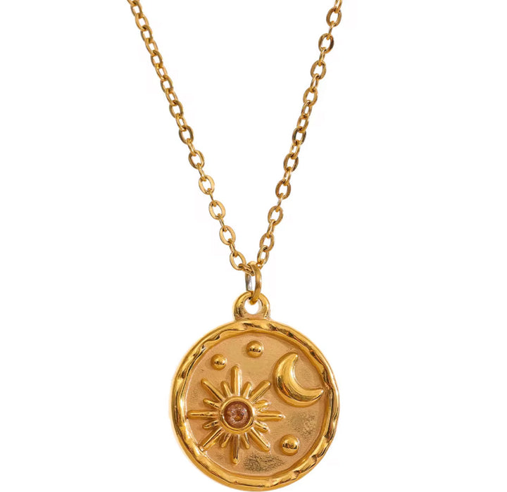 Star and Moon Pendant Dainty Necklace