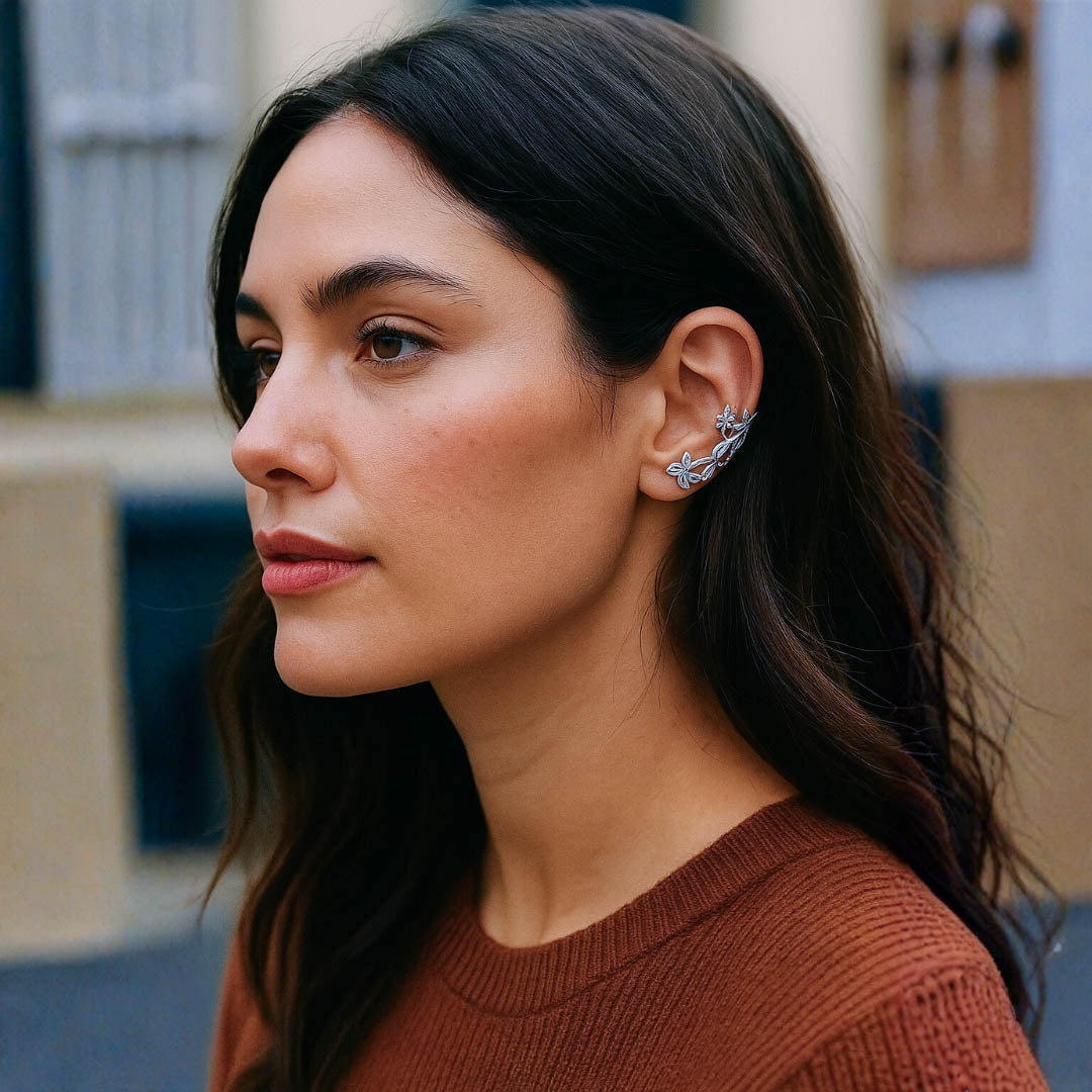 Silver Leaf Ear Cuff