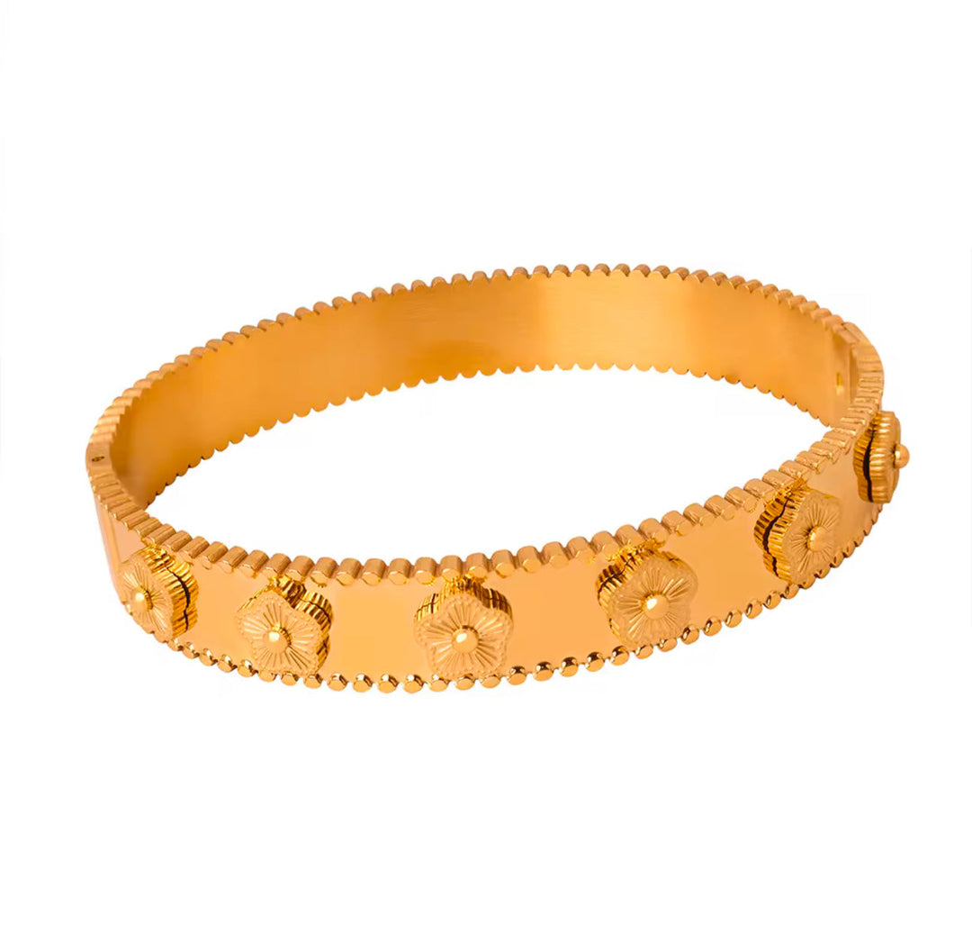Gold Floral Embossed Bangle