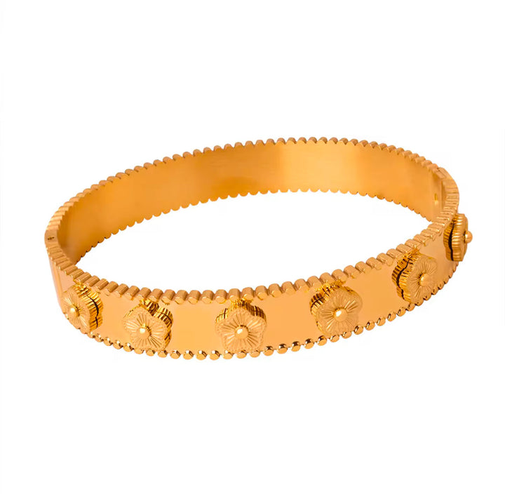 Gold Floral Embossed Bangle