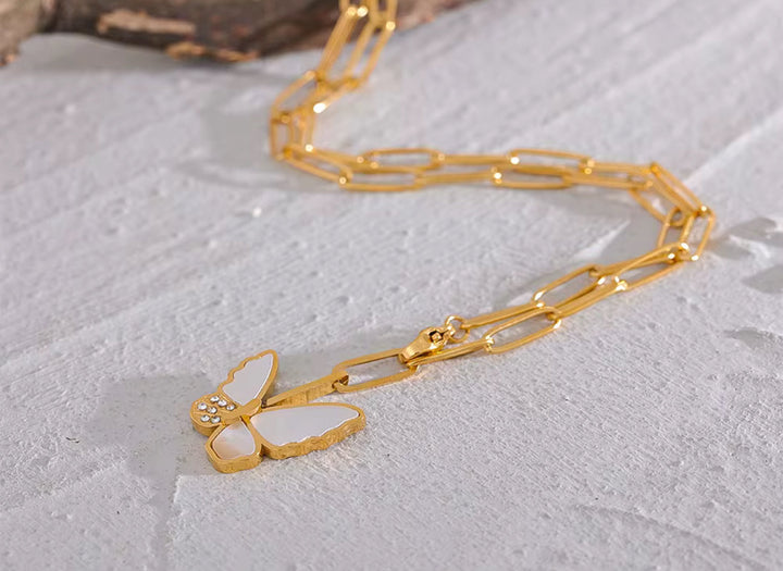 Golden Butterfly Pendant Chain Necklace