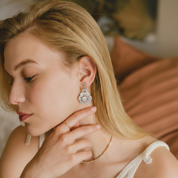 Crystal Flower Drop Earrings