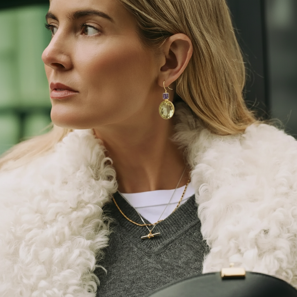 Vintage Green Gold Drop Earrings