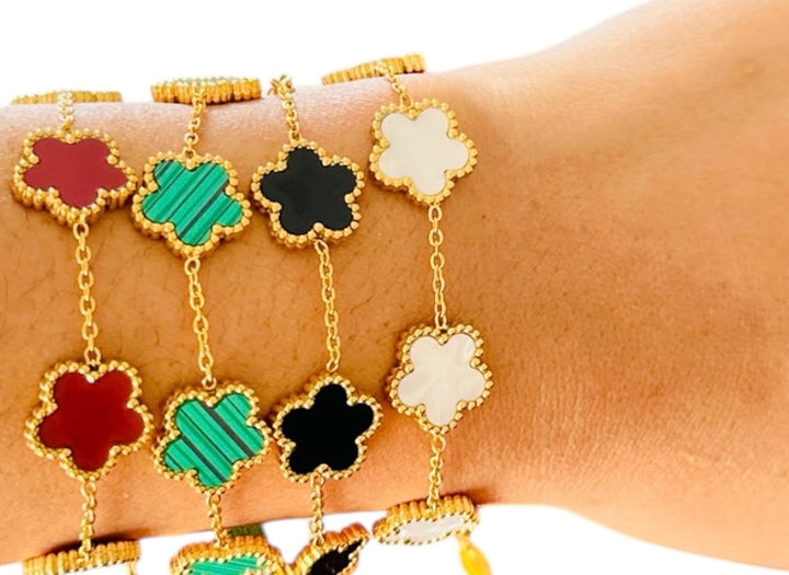 Elegant Clover Charm Bracelet with Colorful Accents