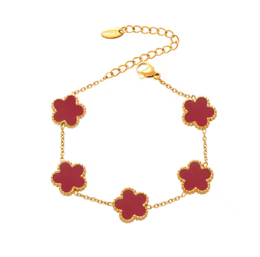 Elegant Clover Charm Bracelet with Colorful Accents