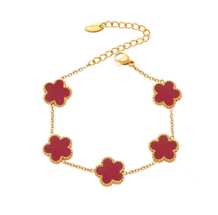 Elegant Clover Charm Bracelet with Colorful Accents