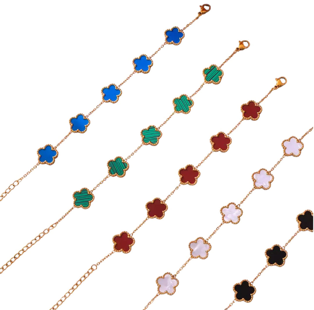 Elegant Clover Charm Bracelet with Colorful Accents