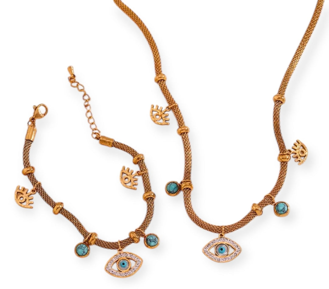 Golden Charm Mesh Jewelry Set