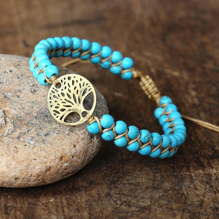 Handmade Tree of Life Bracelet – Natural Stone Turquoise Jewelry for Balance & Style