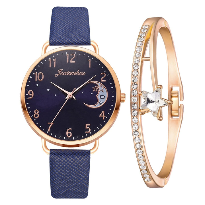 Elegant Watch with Moon Phase and Matching Bracelet – Stylish Design for Everyday Use