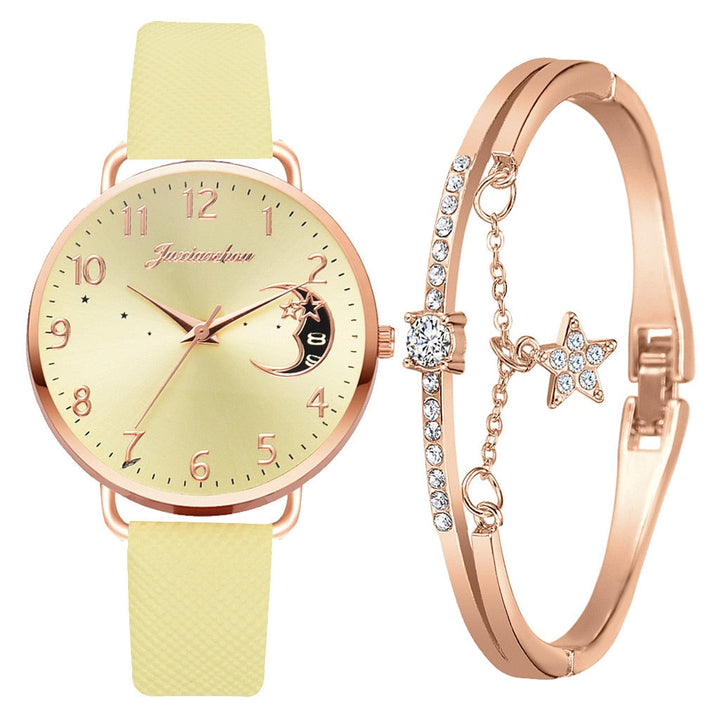 Elegant Watch with Moon Phase and Matching Bracelet – Stylish Design for Everyday Use