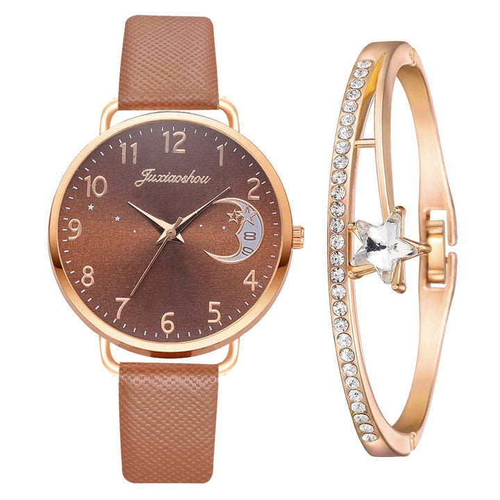 Elegant Watch with Moon Phase and Matching Bracelet – Stylish Design for Everyday Use