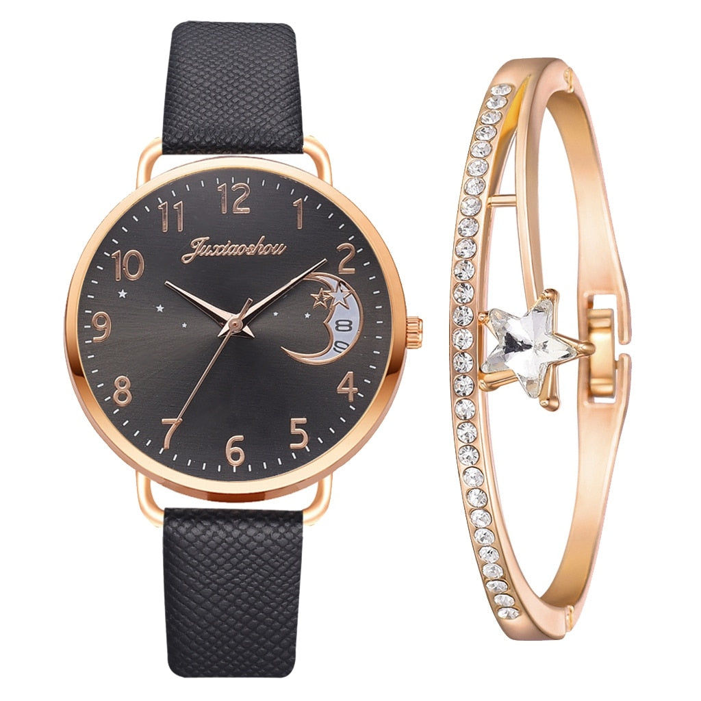 Elegant Watch with Moon Phase and Matching Bracelet – Stylish Design for Everyday Use