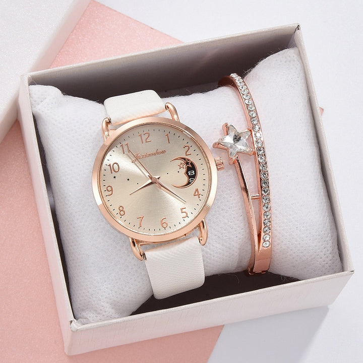 Elegant Watch with Moon Phase and Matching Bracelet – Stylish Design for Everyday Use