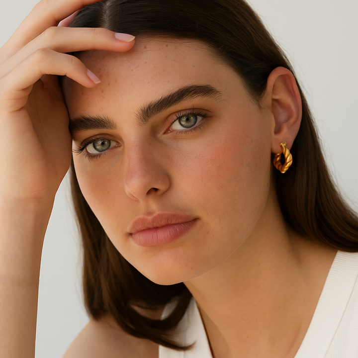 Gold Twisted Square Hoop Earrings