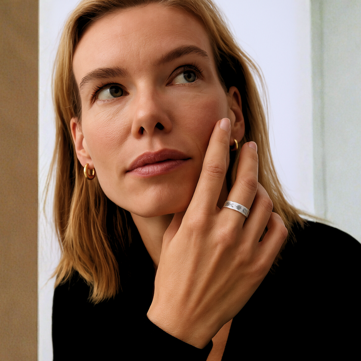 Engraved Wildflower Silver Ring