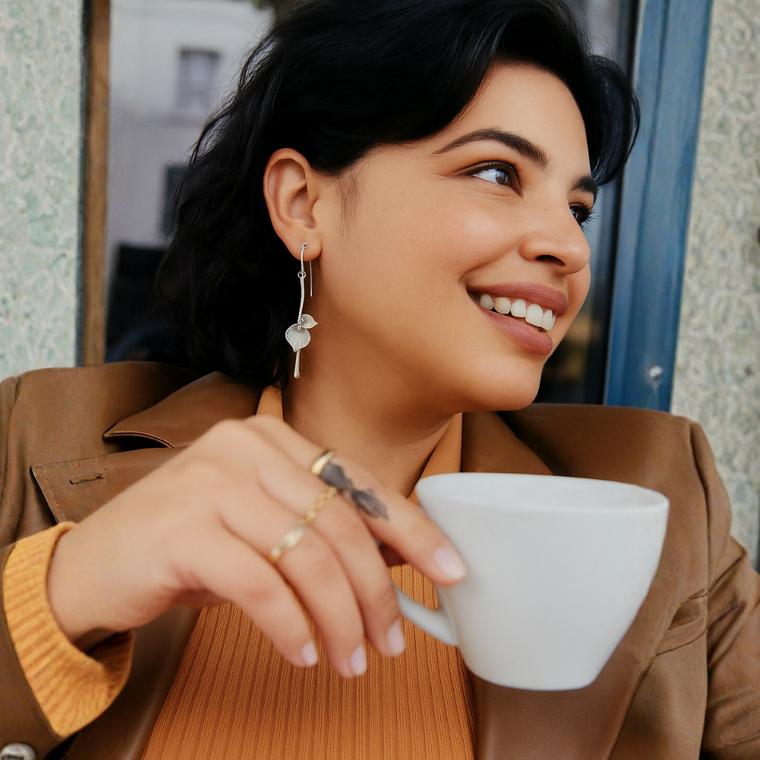 Vintage Silver Leaf Earrings