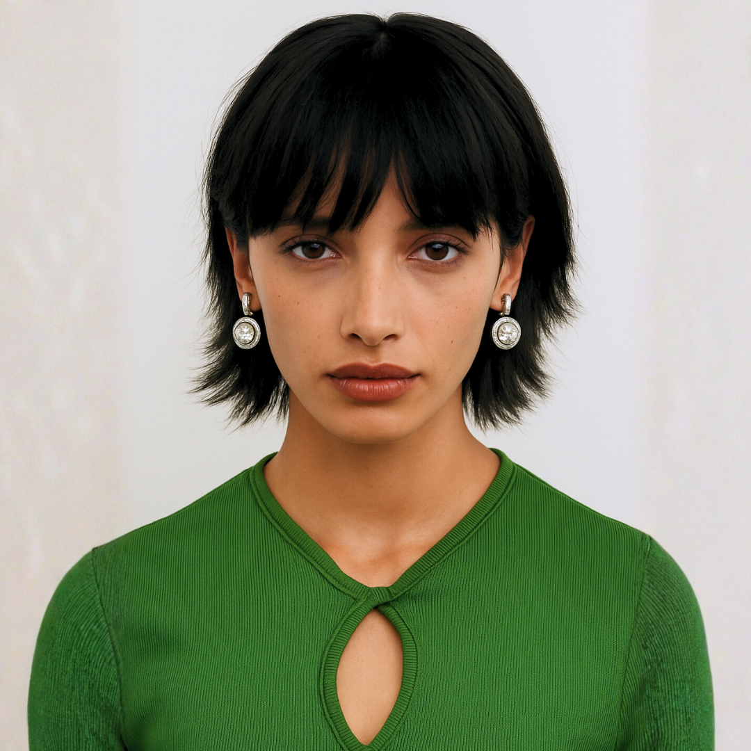 Vintage Gold & Silver Crystal Earrings