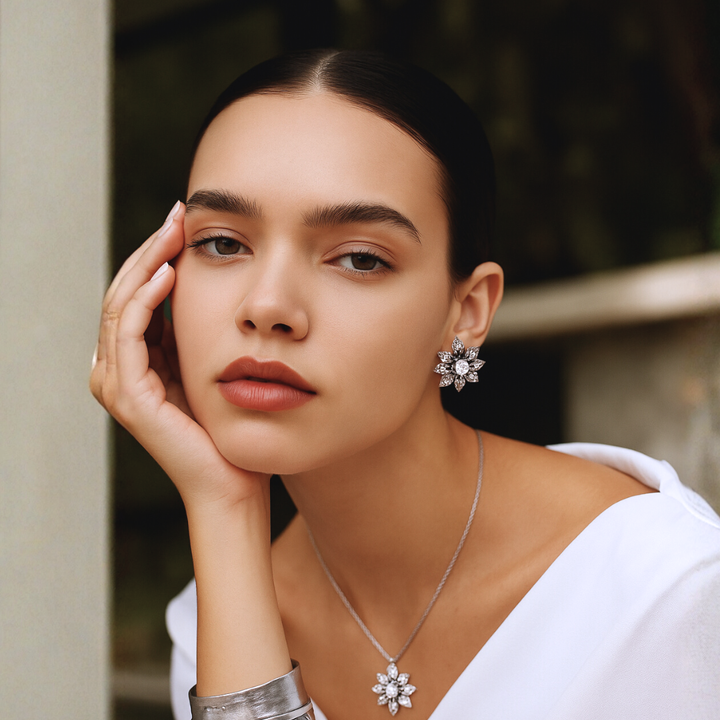 Vintage Crystal Flower Drop Earrings