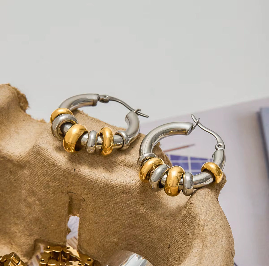 Dual-Tone Motion Hoop Earrings