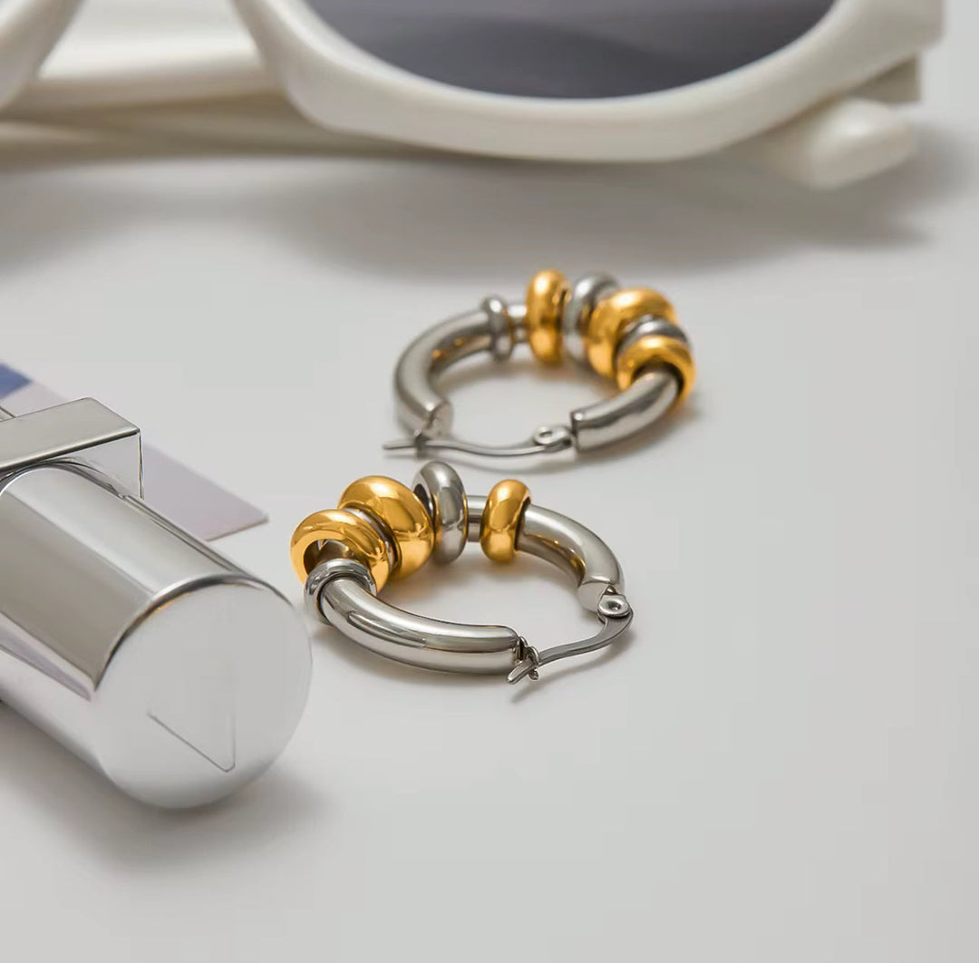 Dual-Tone Motion Hoop Earrings